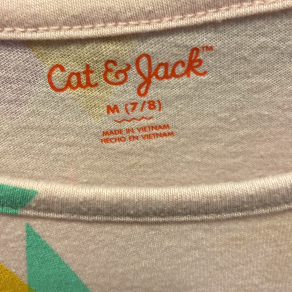 Cat & Jack Soft Pink Dress Med (7/8) long sleeve colored tree design nice. - Picture 6 of 7